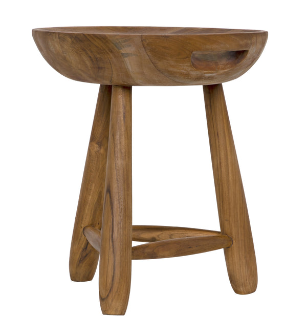 Basel Teak Stool with Clear Coat Semi-Gloss Finish