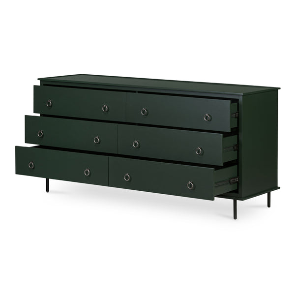 Reagan 6 Drawer Dresser in Deep Green