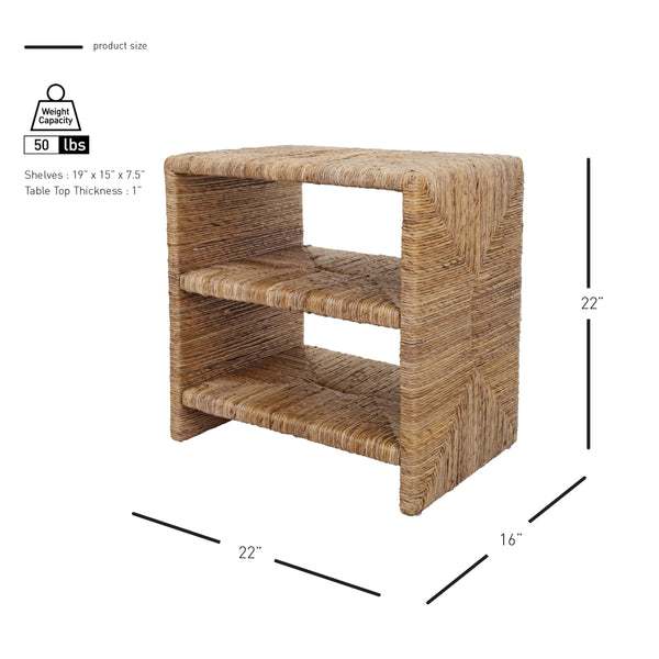 Kanza Abaca Nightstand/Side Table, Natural