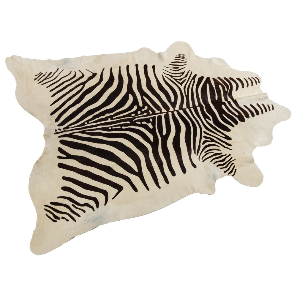 Cowhide Printed Zebra spine Stripe on light beige