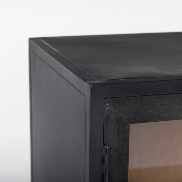 Sloan Black Wood W/Black Metal Frame Accent Cabinet