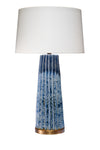 Pleated Ceramic Table Lamp with Linen Shade, Blue