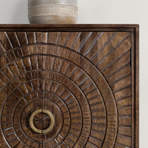 Vivienne Mango Wood 4-Door Cabinet in Bark Brown