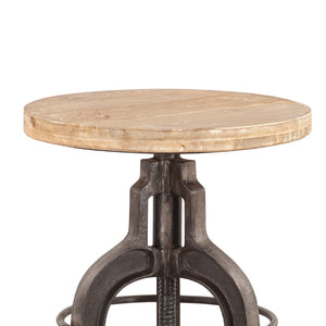 Industrial Teak Adjustable Reclaimed Wood Stool, Oiled Teak