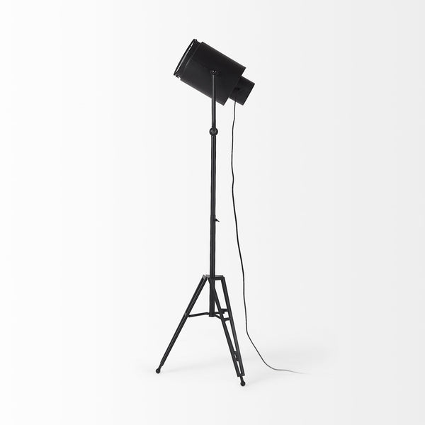 Debdou 22L x 22W x 61H Black and White Metal Adjustable Cinema-Style Floor Lamp