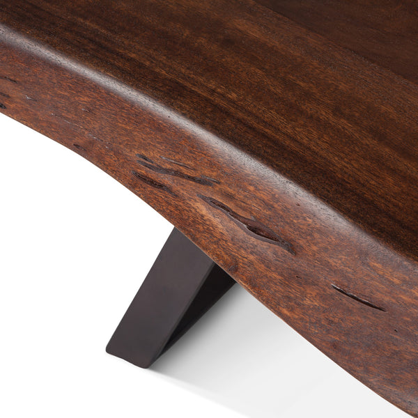 London Loft 90-Inch Acacia Wood Live Edge Dining Bench in Walnut Finish