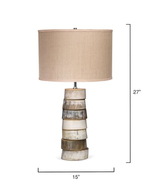 Stacked Horn Table Lamp with Elephant Drum Shade