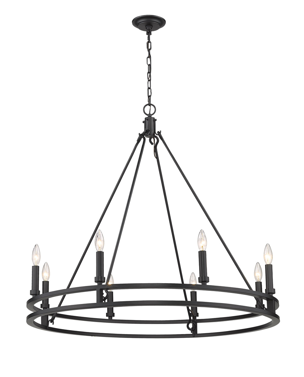 Dennison 8 Light Chandelier in Matte Black Finish