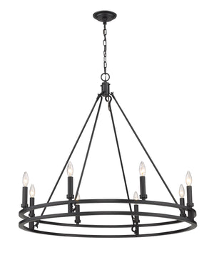 Dennison 8 Light Chandelier in Matte Black Finish