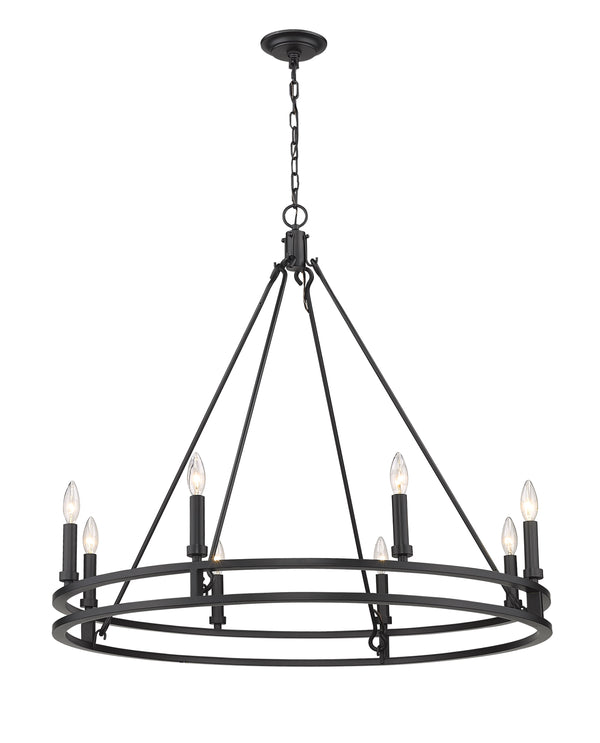 Dennison 8 Light Chandelier in Matte Black Finish