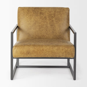 Armelle II Brown Leather Seat w/Gray Metal Frame Accent Chair