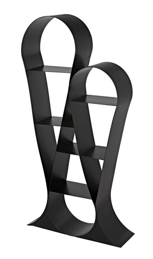 Zaha Industrial Steel Bookcase in Matte Black