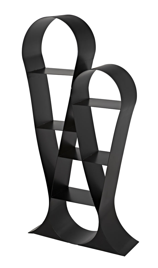 Zaha Industrial Steel Bookcase in Matte Black