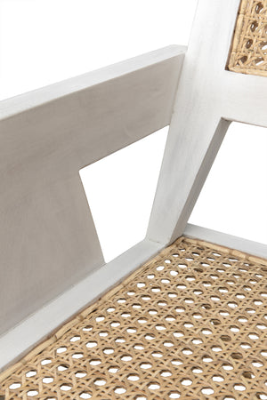 Jude Teak Chair with White Wash Finish and Caning