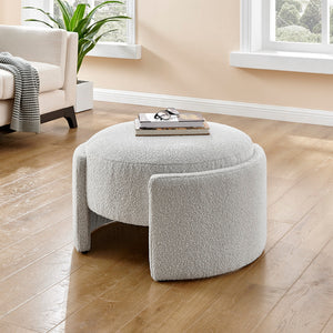 Felicia Fabric Ottoman, Boucle Beige