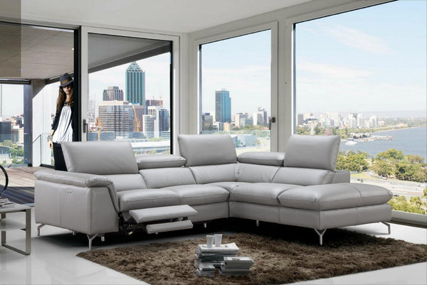 Michele Premium Leather Sectional in Right Hand Facing Chaise