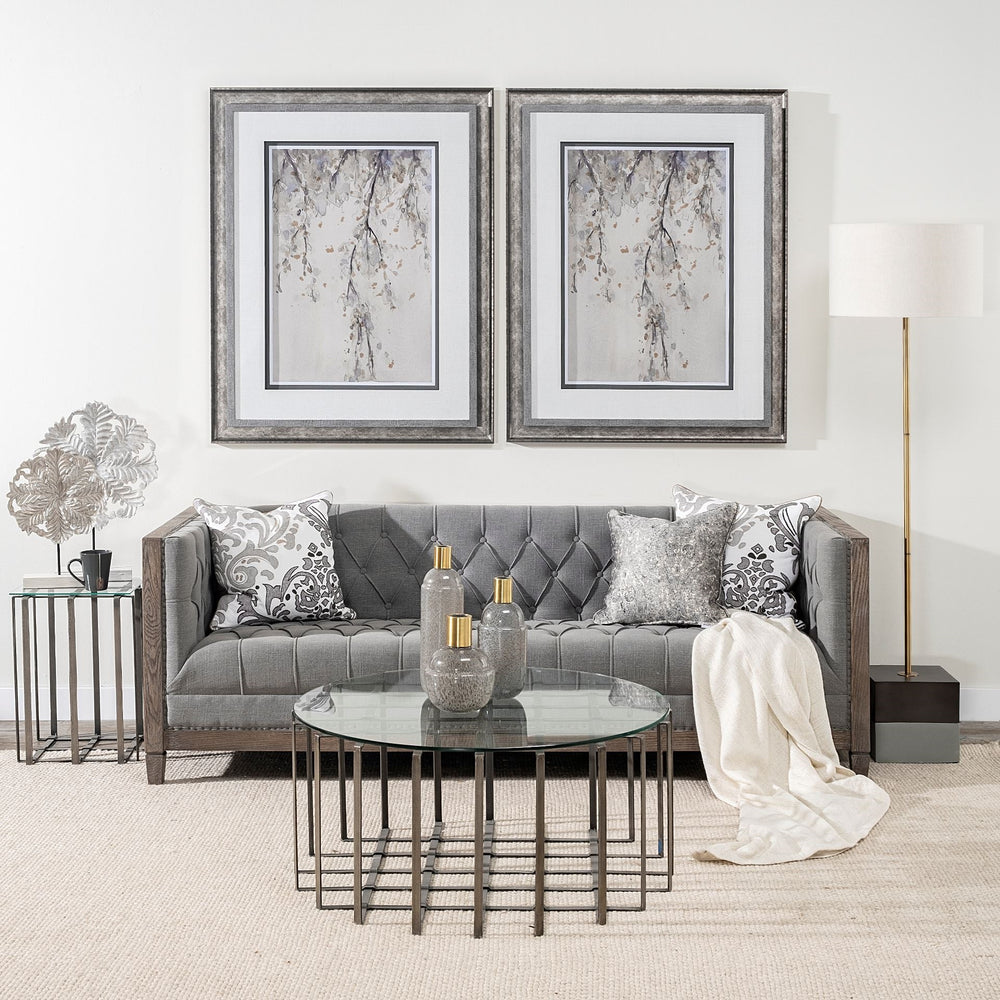 Kamara II (Large) 16L x 4W White Washed Wood W/Antiqued Silver  Botanical Decorative Object