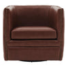 Leslie Top Grain Leather Swivel Tufted Arm Chair In Garrett Brown