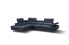 Eliza Italian Leather Sectional Blue In Left Hand Facing
