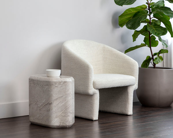 SPEZZA SIDE TABLE - LOW - MARBLE LOOK - GREY