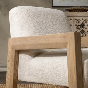 Aliza Upholstered Accent Chair with Oak Frame - Ivory