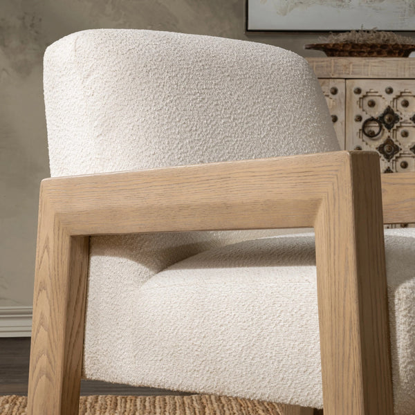 Aliza Upholstered Accent Chair with Oak Frame - Ivory