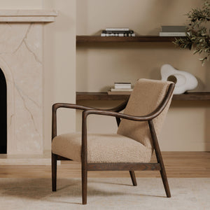 Moe's Yates Accent Chair in Beige Faux Shearling