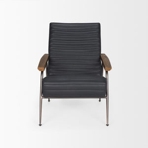 Grosjean Black Leather w/ Black Metal Frame Accent Chair