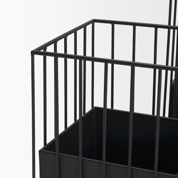Verna Matte Black Wire Cage Metal Planters (Set of 2)