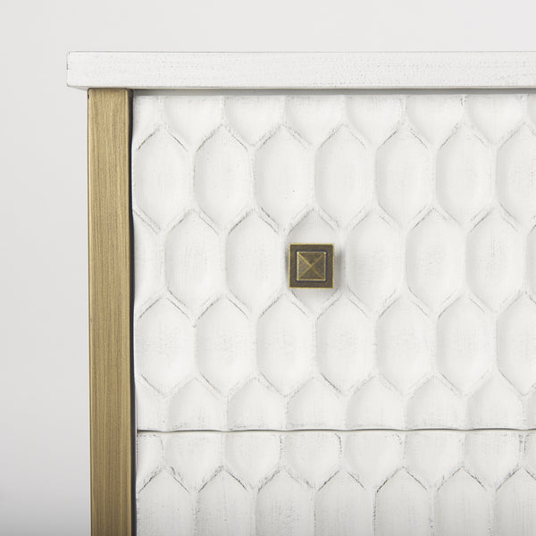 Savannah White Fir Veneer w/ Gold Metal 3-Drawer Accent Cabinet
