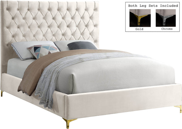 Robin King Bed In Cream Velvet