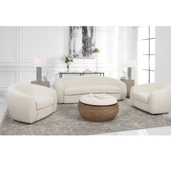 Capra  Art Deco White Swivel Chair