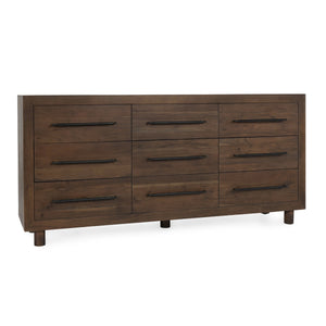 Jaxon Solid Wood 9-Drawer Dresser in Cocoa Brown