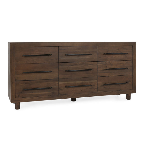Jaxon Solid Wood 9-Drawer Dresser in Cocoa Brown