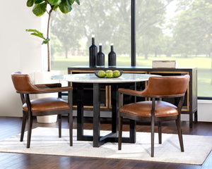 BRYLEA DINING ARMCHAIR - BROWN - SHALIMAR TOBACCO LEATHER