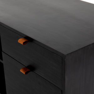 Trey Desk System With Filing Credenza in Black Wash