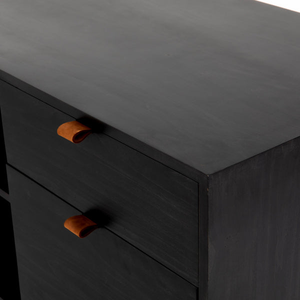 Trey Desk System With Filing Credenza in Black Wash