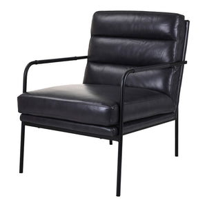 Moe's Verlaine Armchair in Raven Black Leather