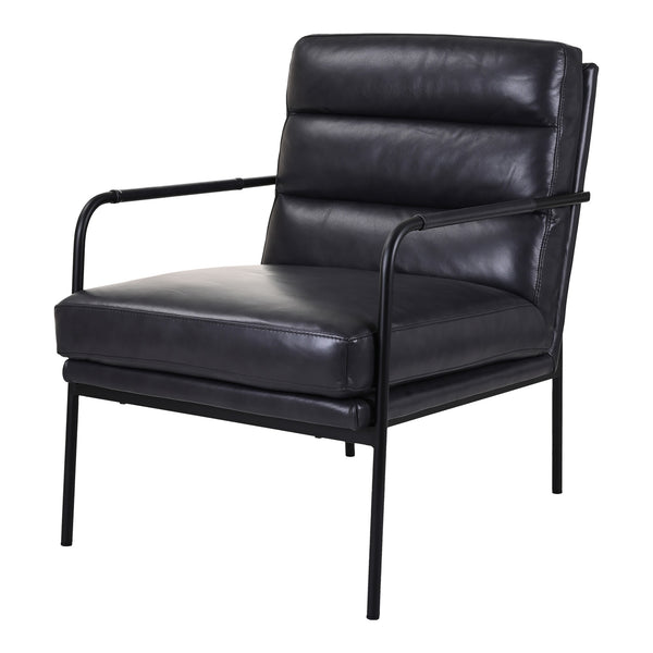 Moe's Verlaine Armchair in Raven Black Leather