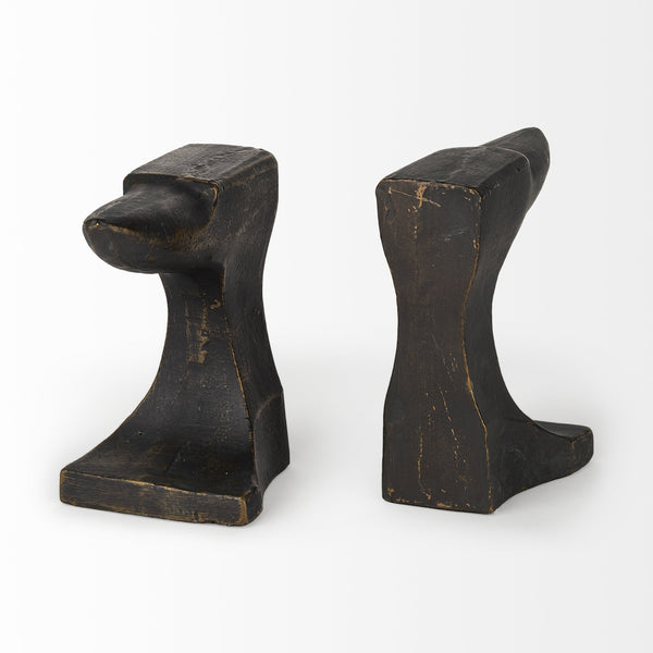 Anvilia (Set of 2) 12L x 4W Black With Gold Accents Anvil Shaped Bookends
