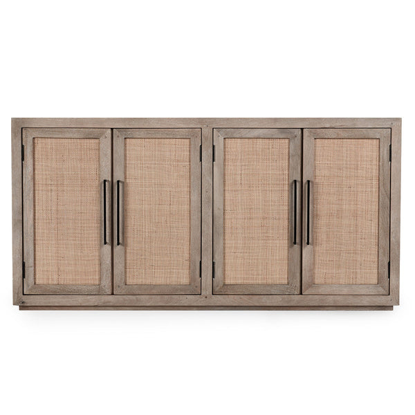 Jensen Solid Wood 4Dr Cabinet with Cane Detail