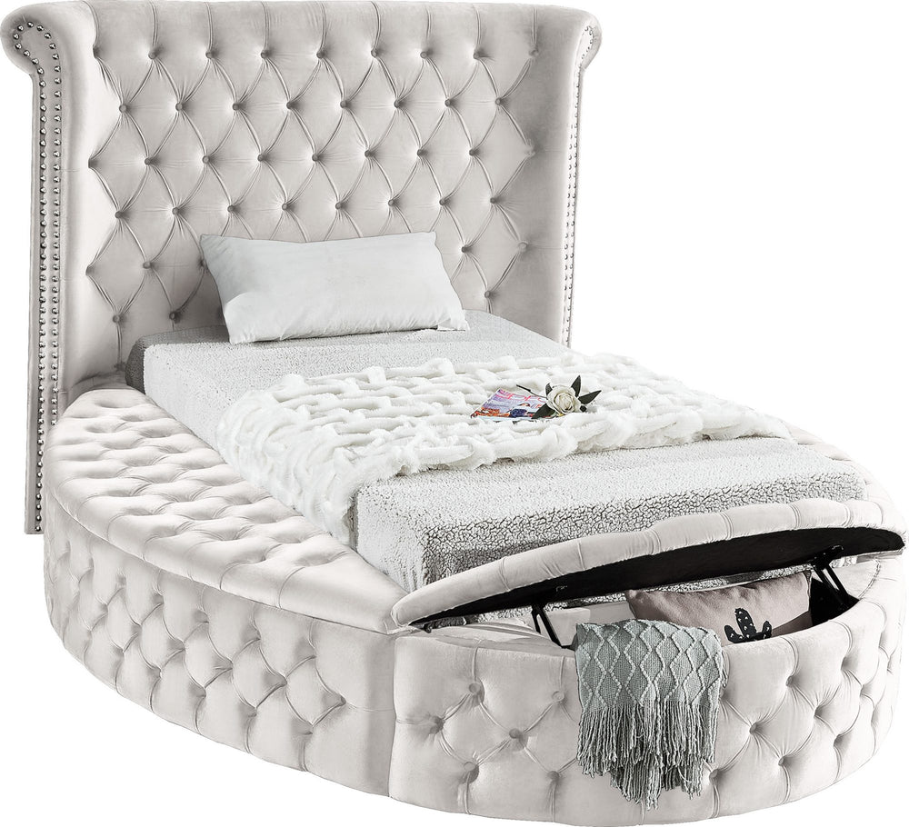 Lorena Twin Bed In Cream Velvet