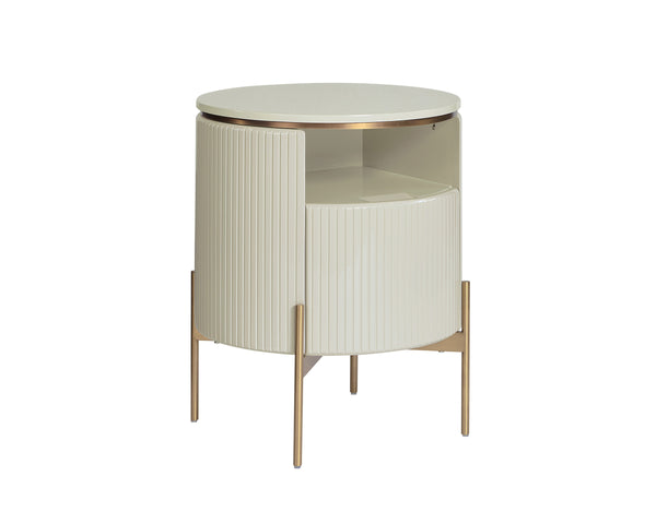 PALOMA END TABLE - HIGH GLOSS CREAM