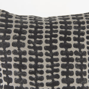 Miriam 18L x 18W Beige and Black Fabric Patterned Decorative Pillow Cover