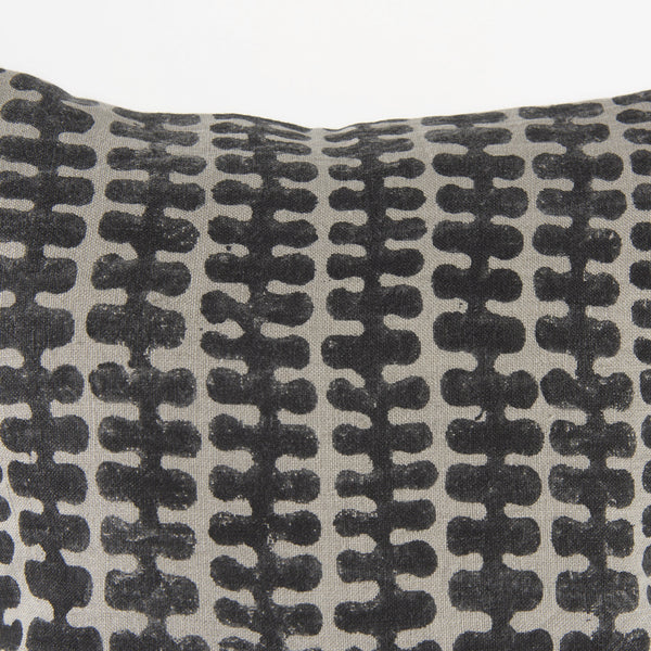 Miriam 18L x 18W Beige and Black Fabric Patterned Decorative Pillow Cover
