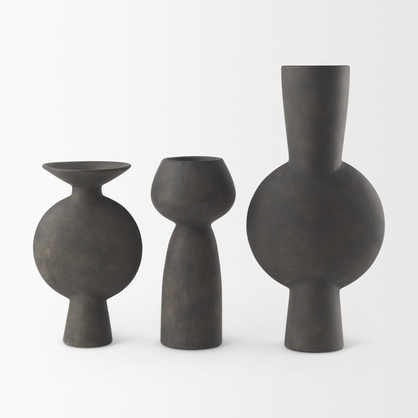 Kaz 6.7L x 5.5W x 11.2H Earthy Brown Ceramic Vase