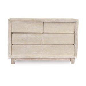 Reece Solid Wood 6-Drawer Dresser - Seashell White