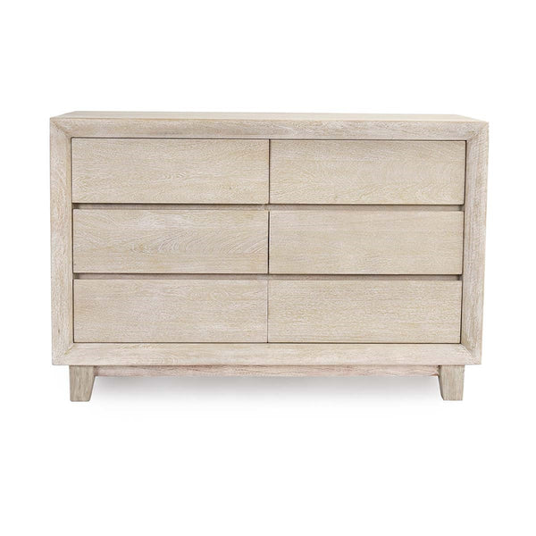 Reece Solid Wood 6-Drawer Dresser - Seashell White