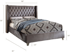 Isabel Full Bed In Grey Velvet
