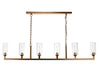 Linear 6-Light Steel Chandelier, Antique Brass